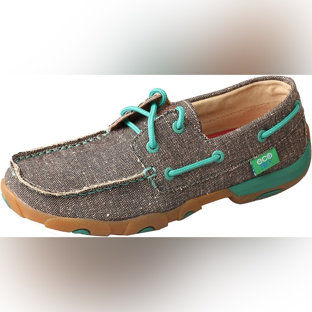 Twisted X Boat Shoe Driving Moc size 5.5 brown blue laced wdm0085